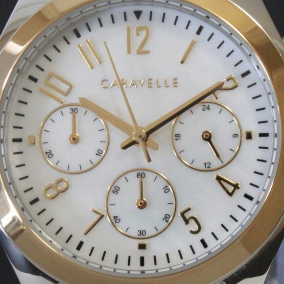 Caravelle Ladies Sports Watch By Bulova Chronograph Mother Of Pearl Dial 36mm - Picture 12 of 13